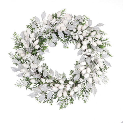 Wreath Cedar White & Silver
