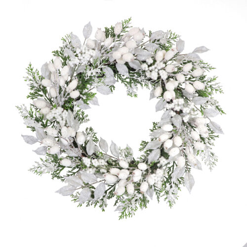 Wreath Cedar White & Silver