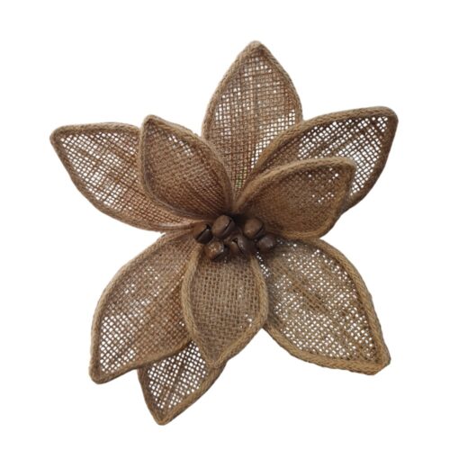 Poinsettia Clip On - Natural with Rusty Bell Centre