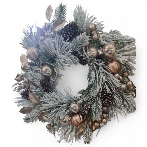 Wreath Flocked Rose Gold/Champagne Bauble