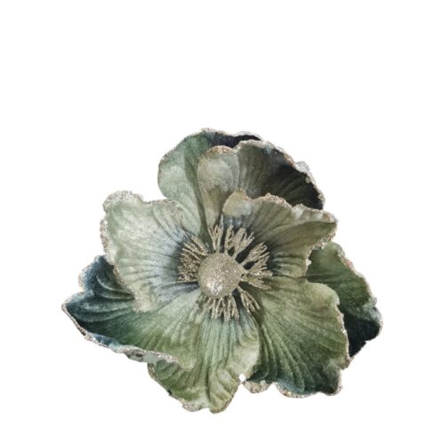 Magnolia Clip On - Mint with Champagne Centre