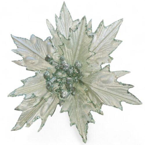 Poinsettia Clip On - Mint Jagged Edge