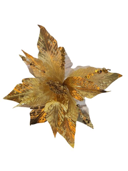 Poinsettia Clip On - Shiny Champagne with Net Petal