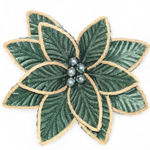 Poinsettia Clip On - Dark Sage with Jute Edge