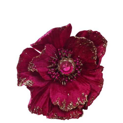 Magnolia Clip On - Fuchsia with Jewel Centre