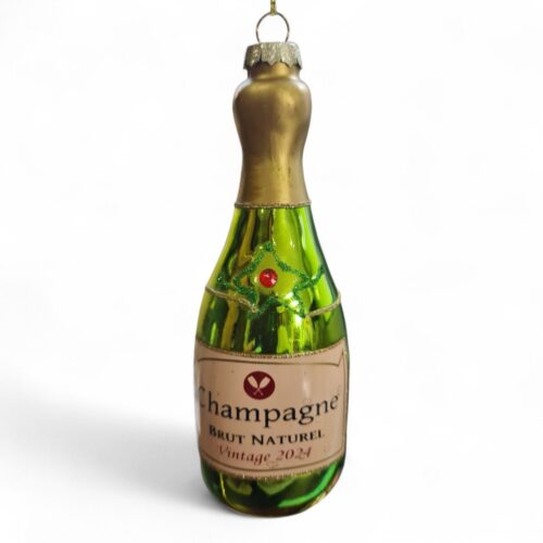 Champagne Bottle Hanging Ornament Green