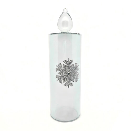 LED Candle with Diamonte Snowflake Mint Large