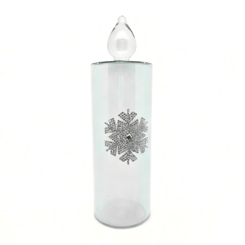 LED Candle with Diamonte Snowflake Mint Large