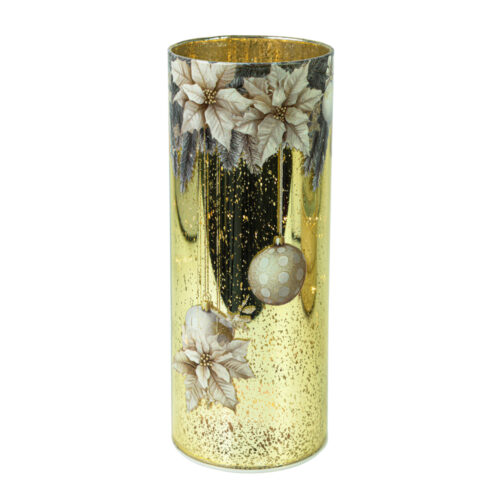 LED Poinsettia Cylinder Champagne