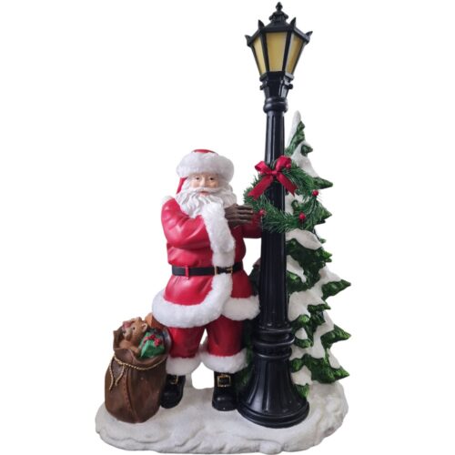 LED Santa with Street Lamp