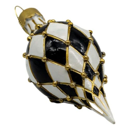 Bauble - Checkered Black and White Drop