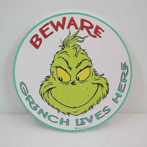 Grinch Lives Here Round Sign