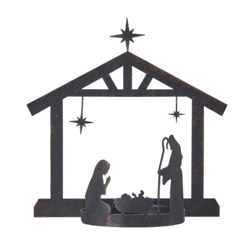 Deck the Halls, Holy Family with Creche Candle Holder