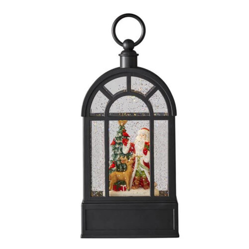 Christmas Water Lantern, Greenhouse Santa with Deer