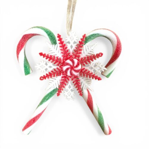 Candy canes with Snowflake, Hanging Ornament