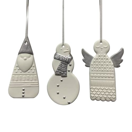 White/Silver Hanging Ornaments 3 Asst