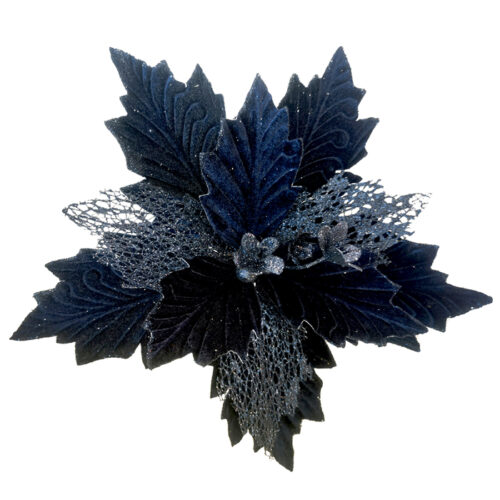 Poinsettia Clip On Two Tone Navy