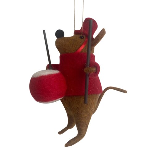 Mouse with Drum Hanging Ornament Red