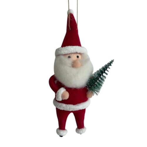 Red Woollen Santa with Tree HO