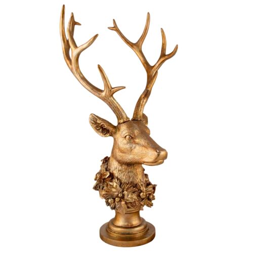 Deer Head On Stand Gold