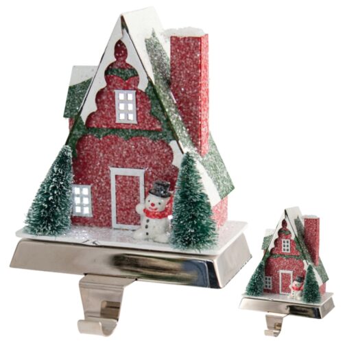 Stocking Holder LED Chalet Red