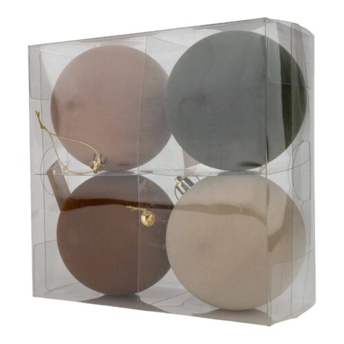 Baubles- Earthy Mocha, Flocked, 10cm