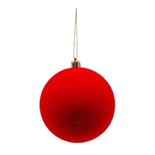 Bauble- Flocked, Red, 10cm