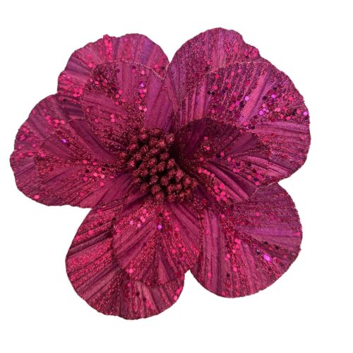 Flower Pick Glitter Magenta
