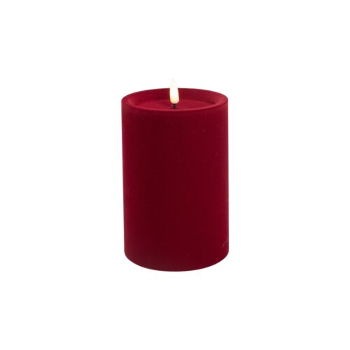 LED Luxe Velvet Candle Red Medium