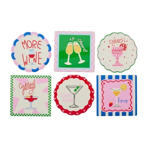 Ceramic Coasters, Cocktail, 6 Ast