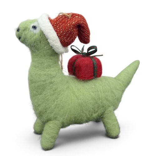 Dinosaur Santa with Gift, HO