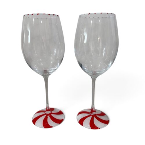 Candy Cane Wine Glasses, Set 2