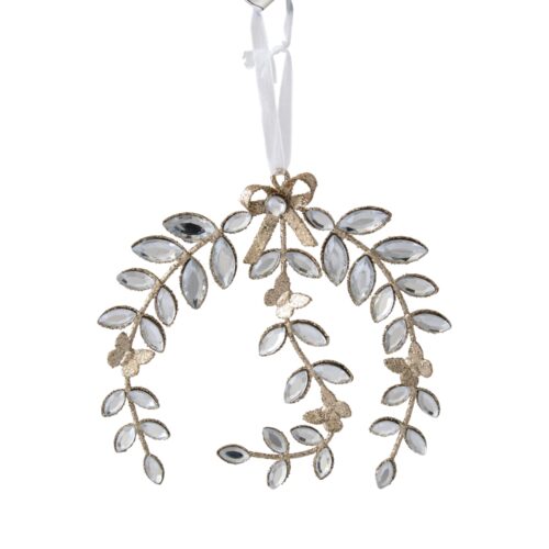 Jewelled Wreath Hanging Ornament Champagne