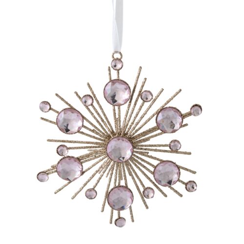 Jewel Snowflake Pink Hanging Ornament