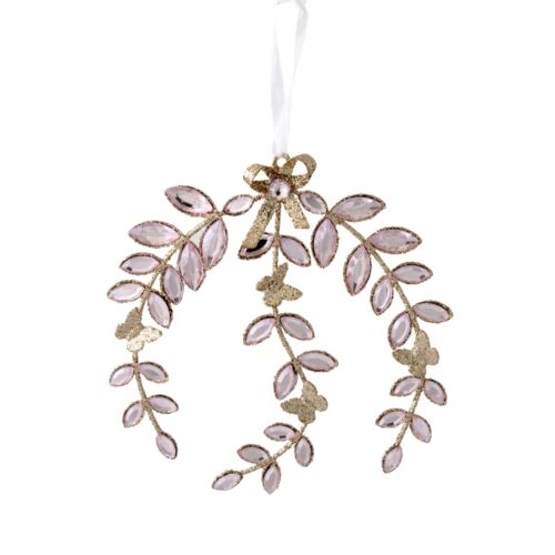 Jewelled Wreath Hanging Ornament Pink