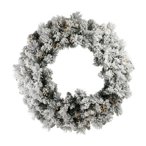 Lit Snowy Montana Wreath - Lge