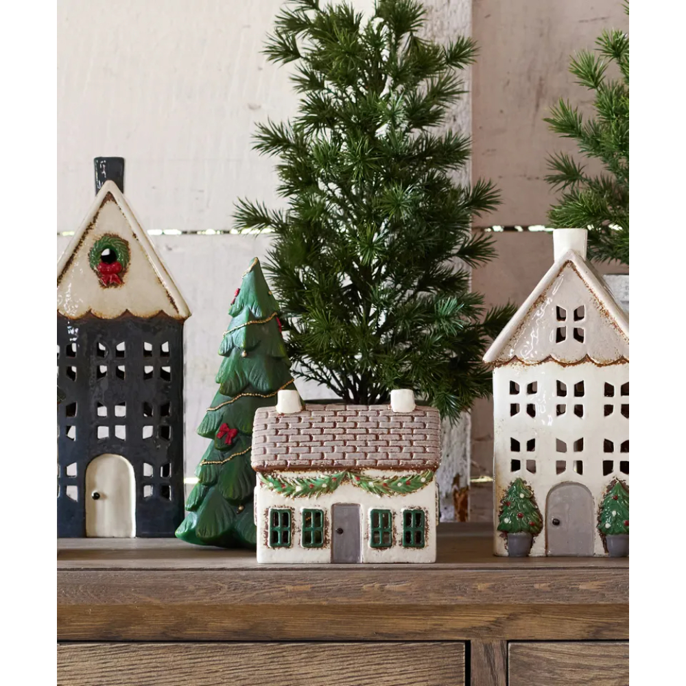 Christmas Tea Light Cottage with Swag - Image 2