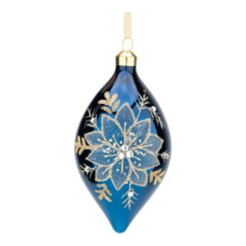 Bauble Poinsettia Navy Blue Drop