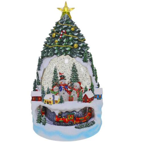 LED Glitter Globe Christmas Tree with snow family