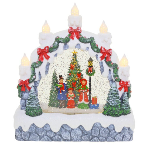 LED Glitter Globe Carollers in winter scene