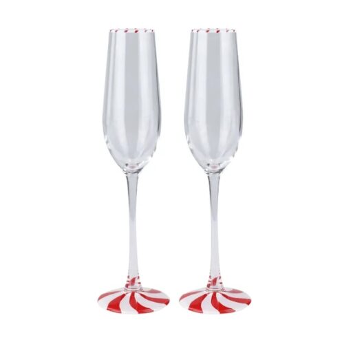 Candy Cane Flute Glasses, Set 2