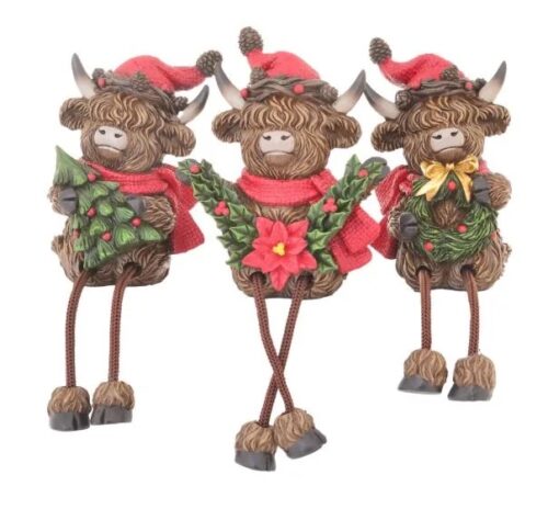 Highland Cows with Dangly Legs 3 Asst