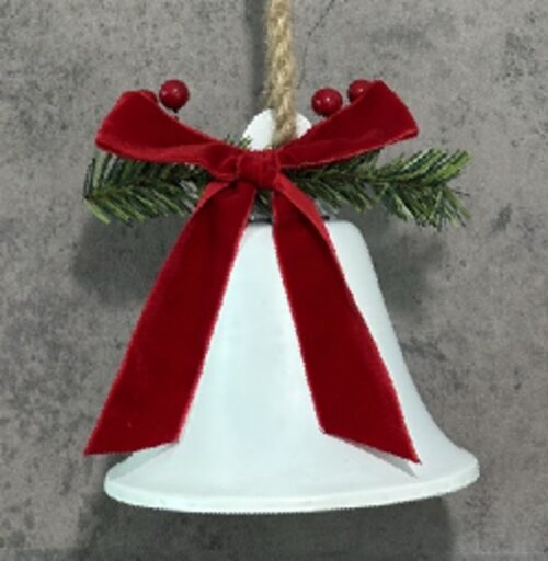 Metal Bell, White with Bow
