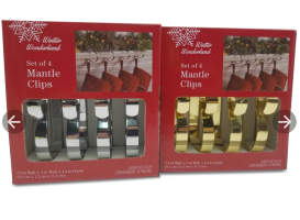 Mantle Clips Set of 4 Gold or Silver