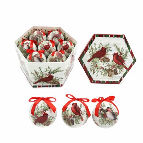 Deco Bauble Box- Red Birds 14 Baubles