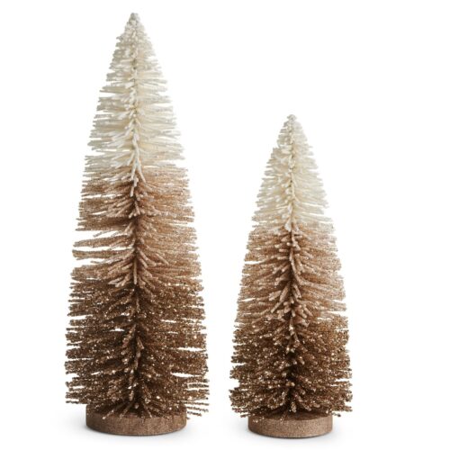 Winterfolk, Brown Ombre & Glitter Bottle Brush Tree, Set 2