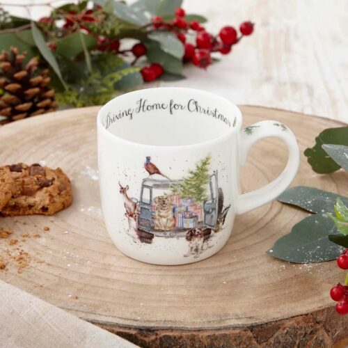 Royal Worcester - Wrendale - Driving Home for Christmas Mug