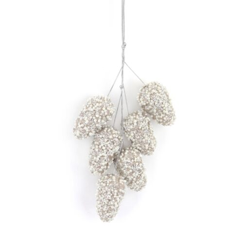 Glittery Pinecones Hanging Ornament Champagne