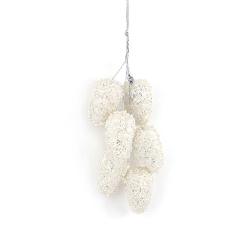 Glittery Pinecones White