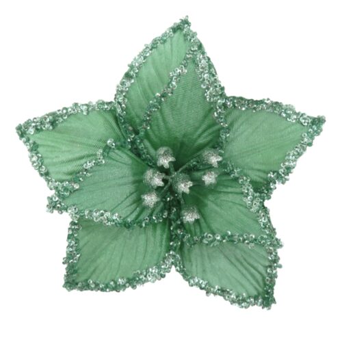 Poinsettia Clip On - Crust Edge Dark Mint